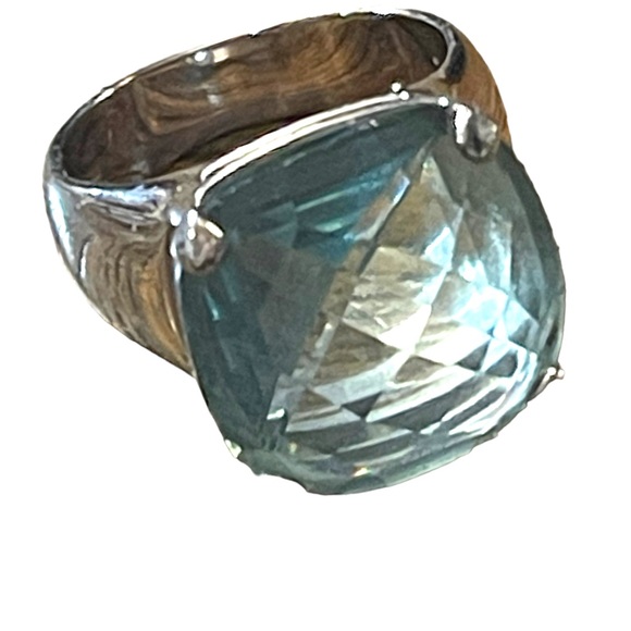 Authentic Swarovski Aqua Blue silver crystal chunky ring (swan) Retired - Picture 9 of 10